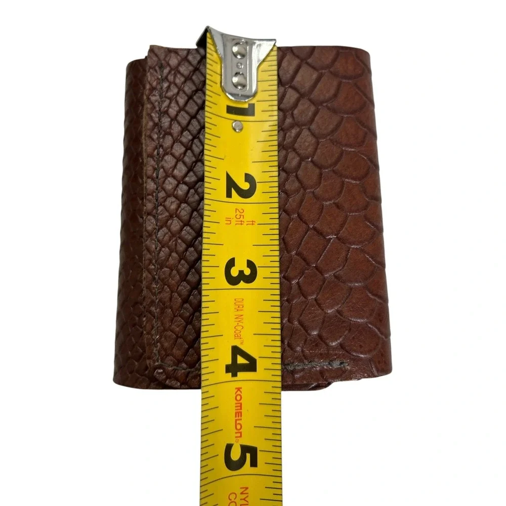 Handmade USA Western Bronco Leather Trifold Wallet Brown Salmon Skin